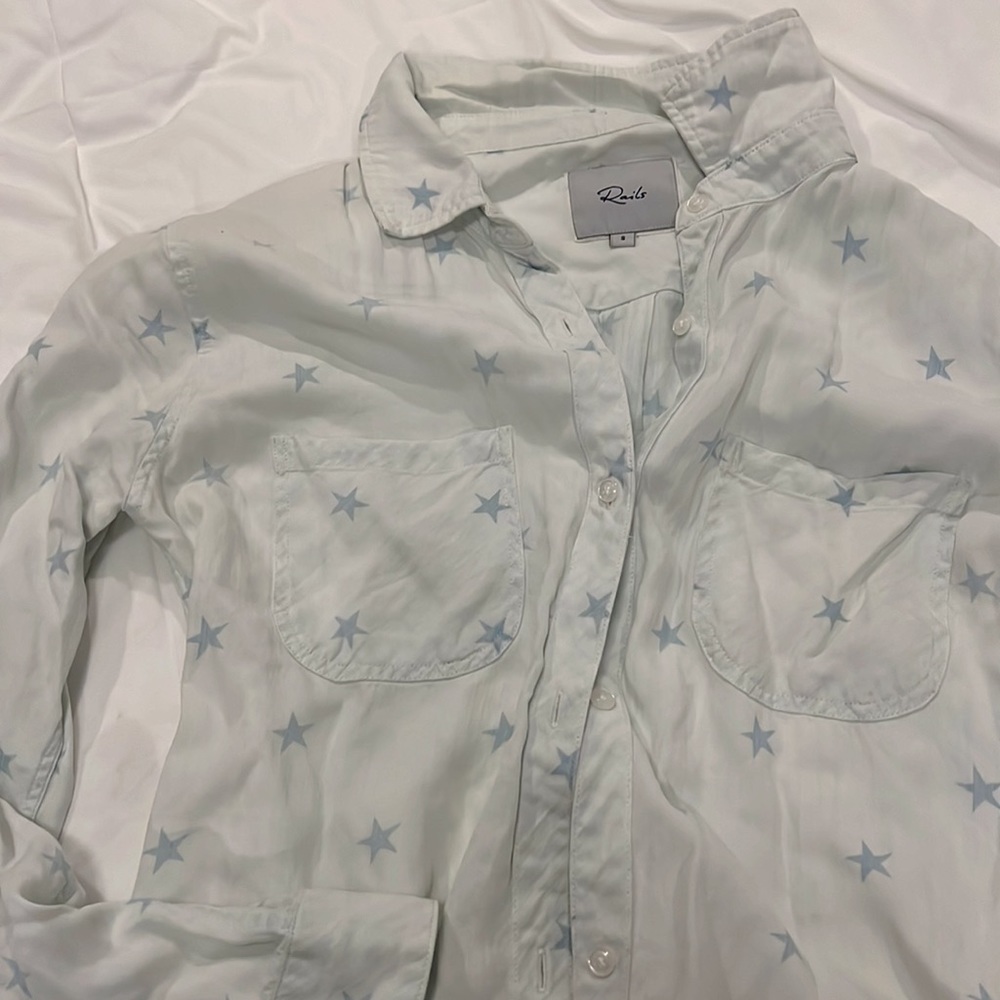 Rails Classic Silk Light Blue Button Down Size: S - image 3